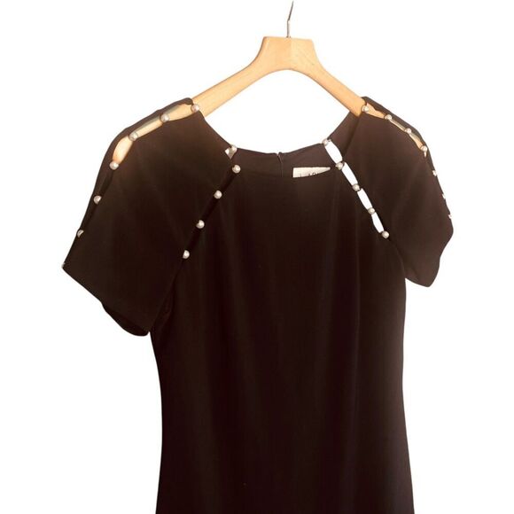 Joseph Ribkoff Pearl Shoulder Sheath Knee-Length Dress - Picture 3 of 11